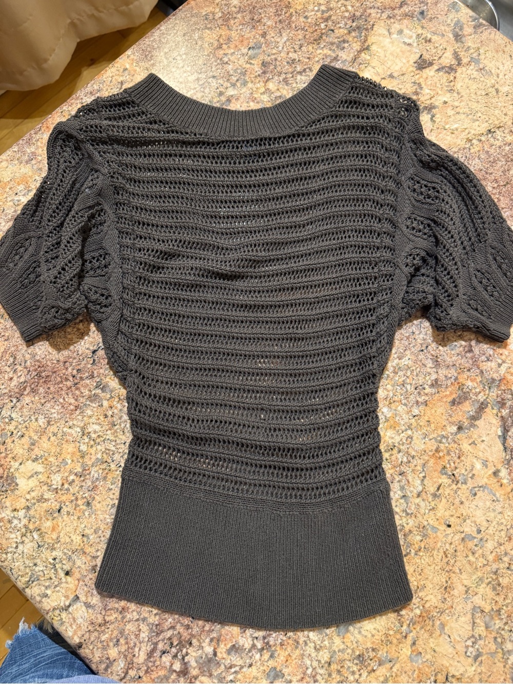 Banana Republic Brown 3/4 sleeve Crocheted Sweater